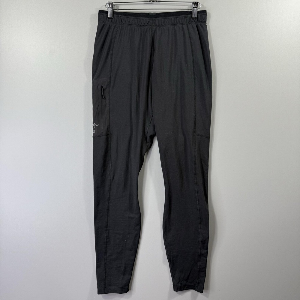 Arc'teryx Rho LT Bottom Leggings Mens Small Black Fleece Base Layer Zip Pocket